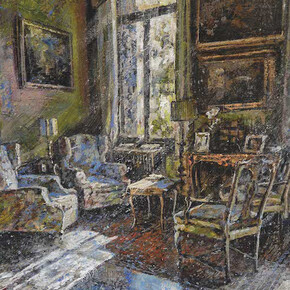 Raffaele Minotto, A591, Interno, 2019, Olio su tavola, 30 x 40 cm