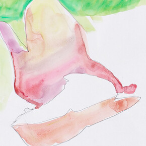 Maria Lassnig 
Am Lande (In the Countryside)
ca. 1986-1999
Watercolour, pencil on paper
43 x 61 cm / 16 7/8 x 24 in
© Maria Lassnig Foundation
Courtesy the Foundation and Hauser & Wirth
Photo: Roland Krauss 
