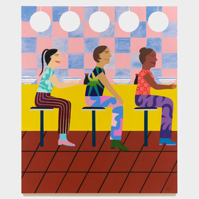 Chelsea Ryoko Wong, Street Level, Waiting for Anything at the Wonton Noodle House, 2023. Acrylic on canvas
72 x 60 inches / 182.9 x 152.4 cm. Courtesy of Jessica Silverman Gallery