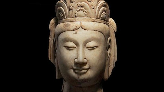 China, Head of a Bodhisattva, Eastern Wei Period / Northern Qi Period, 535-577 CE, Marble, Height: 13 1/4 inches, Cat#8