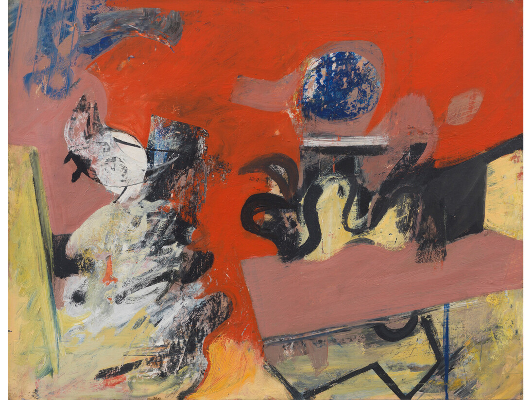 Pat Passlof, Coliseum, 1955, oil on paper mounted on canvas, 17 x 22 inches