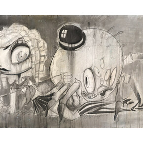 Brandt Peters, Slug, Graphite, ink and acrylic on linen, 36" x 60"