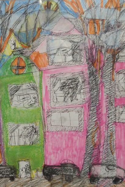 Arlene Finger, People (detail). Pastel, black ink, white chalk. Courtesy of Viridian Artists