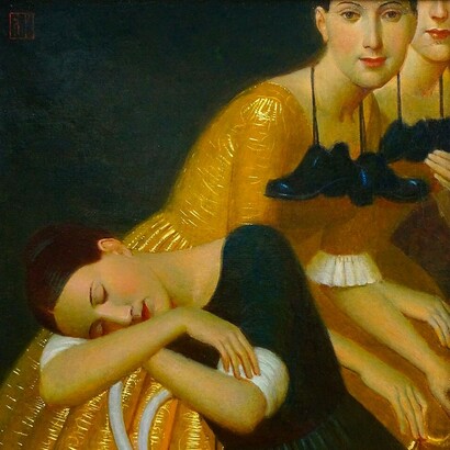Andrey Remnev, On Tiptoe, oil on canvas, 44x35cm, 2019, detail