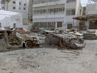 El Hospital Árabe Al-Ahli de Gaza tras ser alcanzado por un proyectil el 17 de octubre de 2023 durante la guerra entre Israel y Hamás, suceso que dejó cientos de víctimas