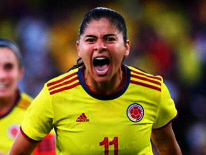 Catalina Usme con el dorsal 11, centrocampista del equipo de fútbol femenino de la Selección Colombia 2022