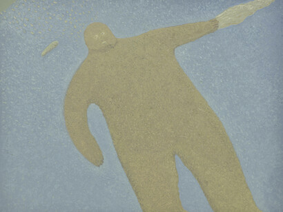 Roberto Carter; Figura desbalanceada bajo el sol, 2022. Óleo sobre lienzo. Foto cortesía del autor