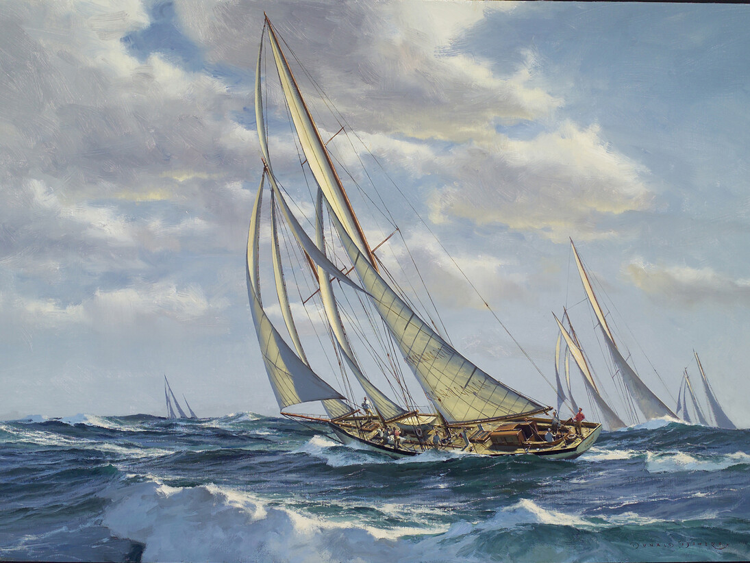 Donald Demers, Nina, 1928 Transatlantic Race, Oil on Canvas, 20 x 30 inches