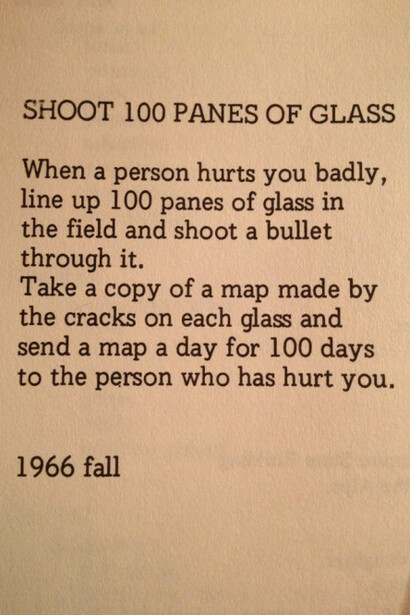 «Shoot 100 panes of glass», en "Grapefruit" (1964)
