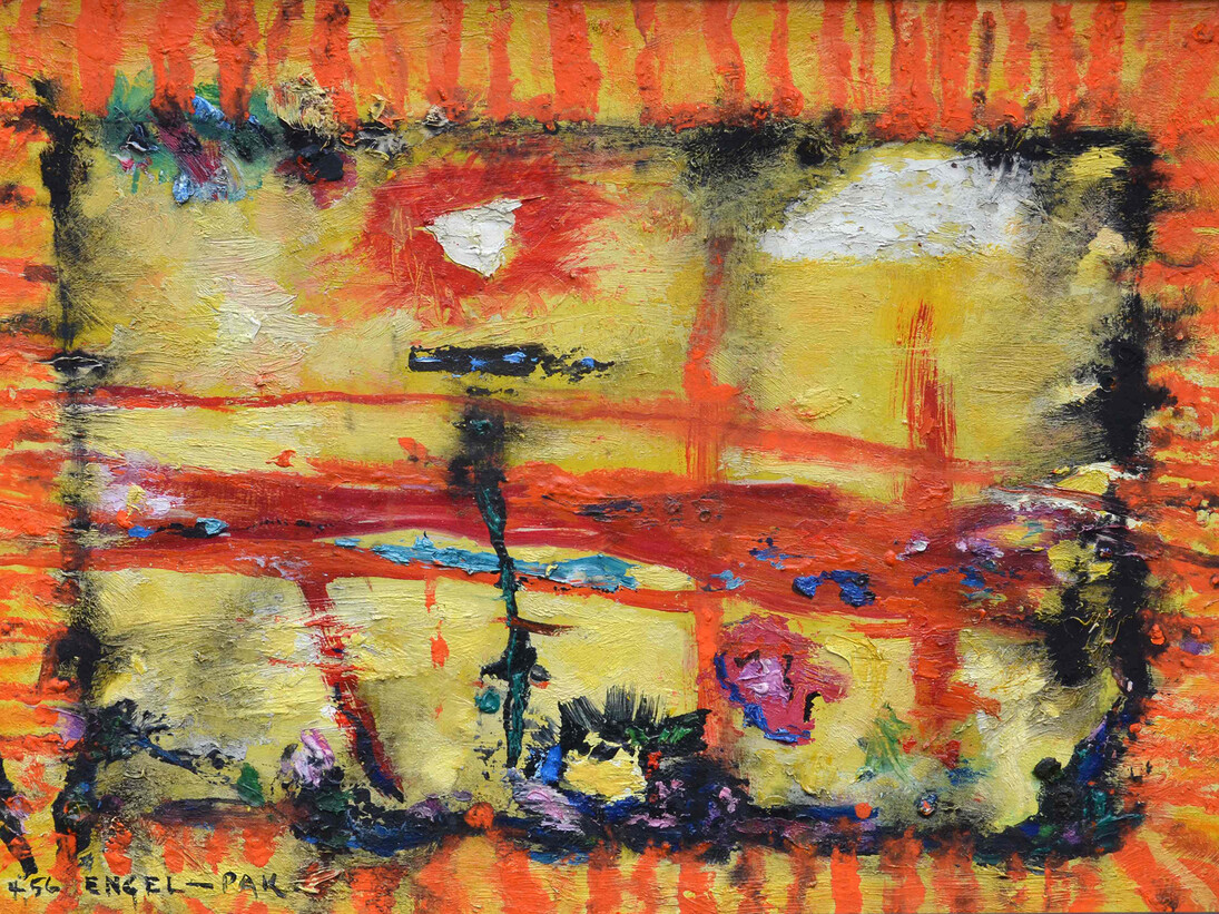 Engel-Pak, Empire du soleil, 1956, 46 x 65 cm, Huile sur carton, Courtesy Galerie Intuiti