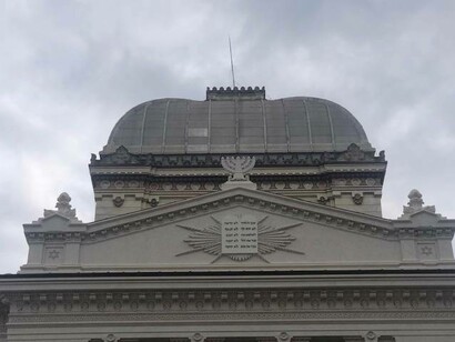 Squared aluminum dome of the Great Synagogue of Rome January 2023