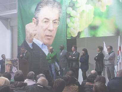 Umberto Bossi, presentazione candidati regionali Lombardia 2013 a Pontida, Italia