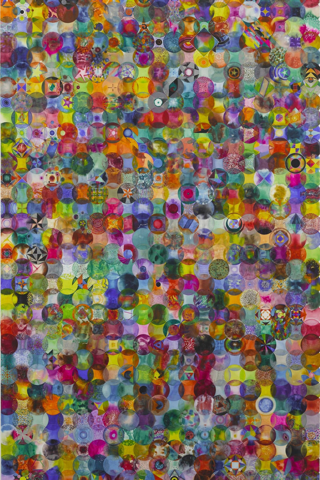 Wu Jian'an, 792 Overlapping Color Balls, 2014, Watercolor on paper, 59 x 98 1/2 in (150 x 250 cm). Courtesy of the artist and Chambers Fine Art