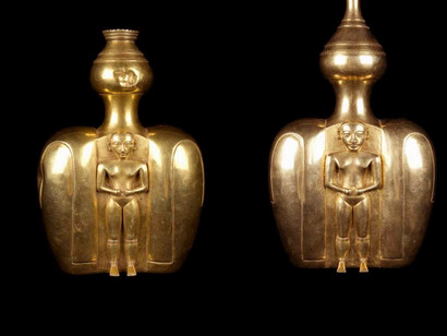 Piezas del Tesoro Quimbaya en el Museo de América de Madrid