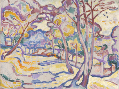 Landscape in L'Estaque (Paysage de l’Estaque), 1906–1907, Oil on canvas, 50 x 61 cm, Centre Pompidou, Musée national d'art moderne, Paris. Gift, 1986, Georges Braque © VEGAP, Bilbao, 2014, Photo © Philippe Migeat - Centre Pompidou, MNAM-CCI/Dist. RMN-GP