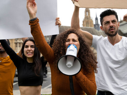 A group of protesters showcasing their effort for a better and more just government 