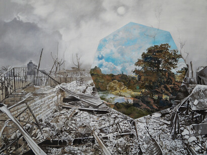 Geoff Diego Litherland, Adjacent: A Field in England, Oil on Canvas, 90 x 110 cm
