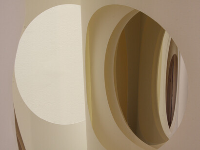 Kasia Depta-Garapich, 'Opening (detail)', 2013, 2x10m rolls of fabriano paper, mirroring material melinex, moving image, dimensions variable
