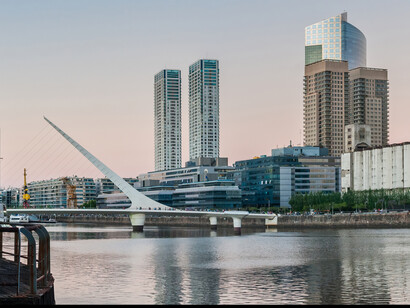 A view of Puerto Madero's iconic bridge, Buenos Aires, Argentina