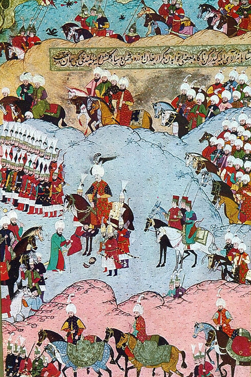 The Turkish miniature titled Suleiman I in Moldavia, 1538, created by an unknown artist in the 16th century