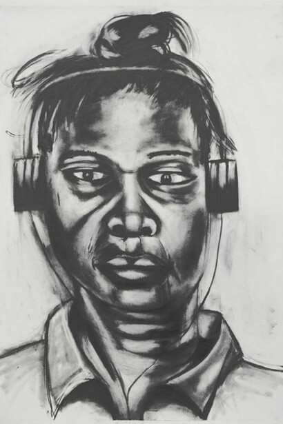 Frederick Hayes, Transformation / Sister sister, 2013, graphite on paper, 30 x 22 inches