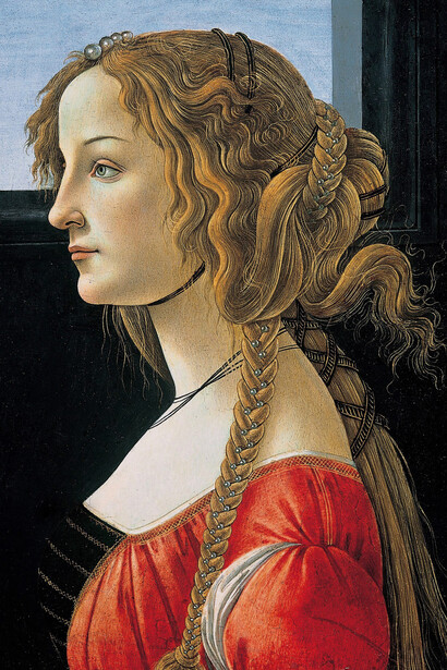 Sandro Botticelli; Retrato de Simonetta Vespucci, c. 1480, Gemäldegalerie, Alemania (detalle)