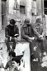 Squatters during the housing occupations in Kreuzberg, Berlin, 1981