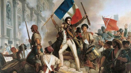 A painting depicting the rise of the Republic in France during the French Revolution