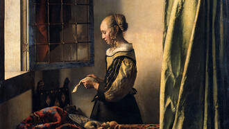Johannes Vermeer, ​​Niña leyendo una carta en una ventana abierta (detalle), c. 1657-1659