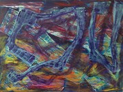 Gabriel Hartley, Trite, 2014, Oil spray and ink  on canvas, 76 x 61 cm