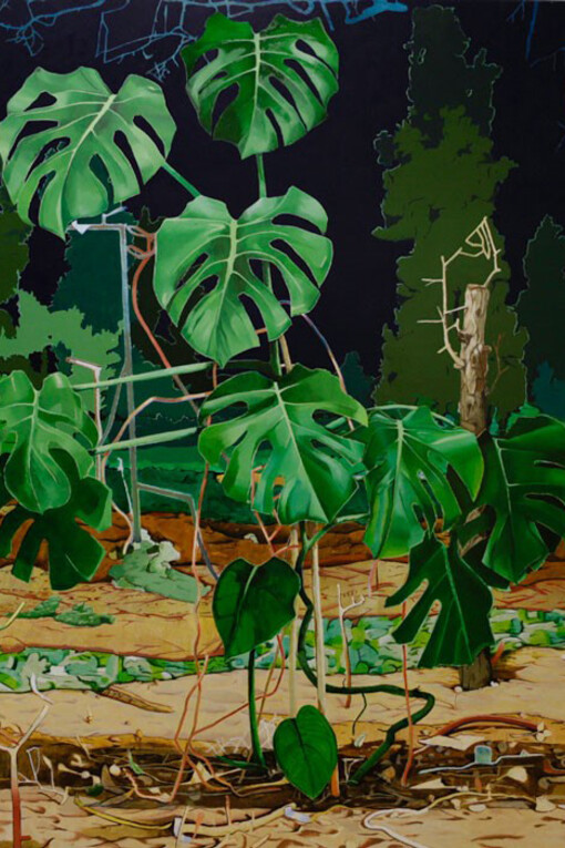 Plantasia,uma planta de vao de escada, 2015, Acrílico e óleo, 162x130