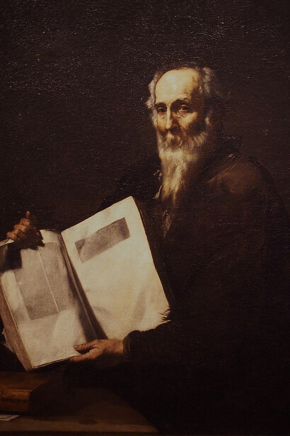 Jusepe de Ribera, Pitágoras, c. 1630. El número, en su carácter simbólico, es una herramienta de conexión con lo absoluto, funcionando como un puente entre lo conocido y el misterio subyacente de la realidad