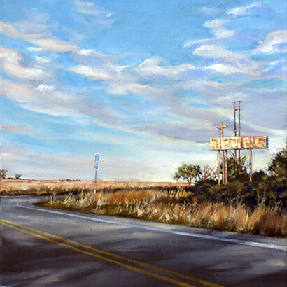 Roggen Motel (Detail), Oil on Linen, 20 x 12 in (50.8 x 30.48 cm), 2017. Courtesy of David B. Smith Gallery