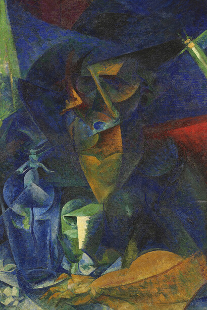Umberto Boccioni 
Donna al caffè- compenetrazione di luce e piani 1912-1914 
olio su tela 
cm 86x86.
Museo Del Novecento
