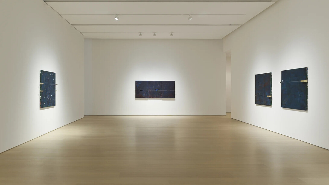 Torkwase Dyson, Seeing in blue, exhibition view. Courtesy of Pace Gallery