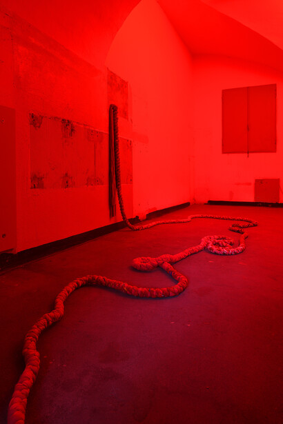 Armida Gandini, Il n° 34 e il n° 27, installazione site-specific per Connexxion, Ex Carcere Sant_Agostino, Savona, 2024. Ph. Michele Alberto Sereni