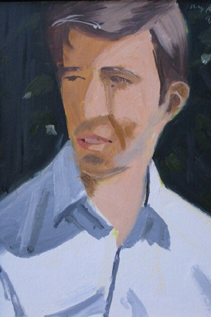 Alex Katz, Vincent,1996, oil on board, 12" x 9". Exhibited: Alex Katz Small Paintings Retrospective, Whitney Museum of American Art, 2001-2002. Illustrated in color in catalog.