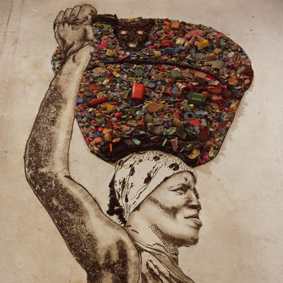 A catadora Irma (2008), obra colaborativa do artista brasileiro Vik Muniz com os trabalhadores do aterro sanitário Jardim Gramacho, na baixada do Rio de Janeiro