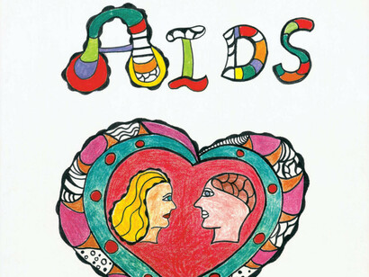 Niki de Saint Phalle. Book cover for AIDS, you can’t catch it holding hands. 1986.
© 2019 NIKI CHARITABLE ART FOUNDATION. Photo: NCAF Archives