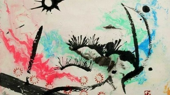 Kaneko Johkoh, Seaside Scenery, Sumi Ink on Paper, 19" x 24"