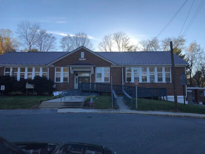The front view of Carnegie High School in Marion, Virginia