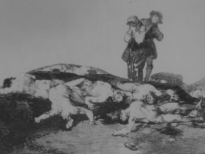 Francisco Goya (1746–1828). "Los Desastres de la Guerra". 1810–20, Metropolitan Museum of Art, Nueva York, EE.UU. Enterrar y callar