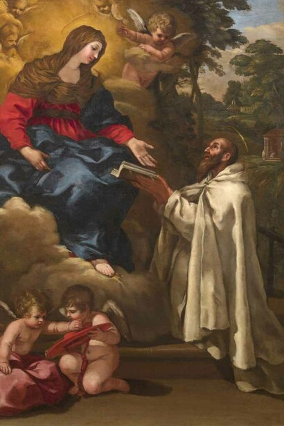 Pietro Da Cortona. San Pier Damiani porge la regola camaldolese alla Vergine Maria

