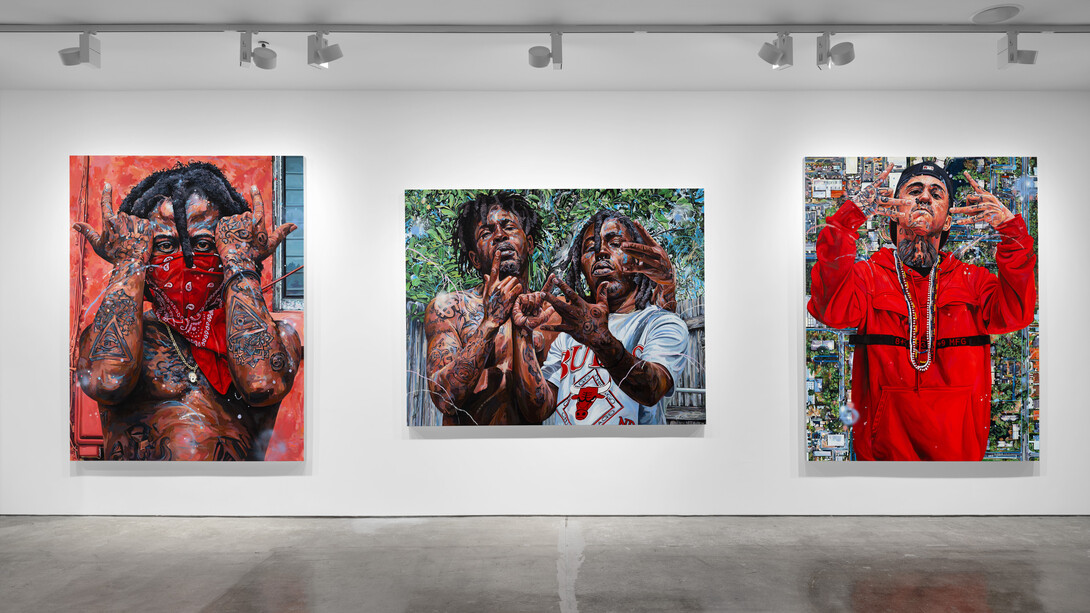 It Is What It Is, group exhibition featuring Xavier Daniels, Lynthia Edwards, Marcus Jansen, Frank Morrison, DaaPo Reo, Terron Cooper Sorrells, Phyllis Stephens, Michael Vasquez, exhibition view. Courtesy of Richard Beavers Gallery, New York