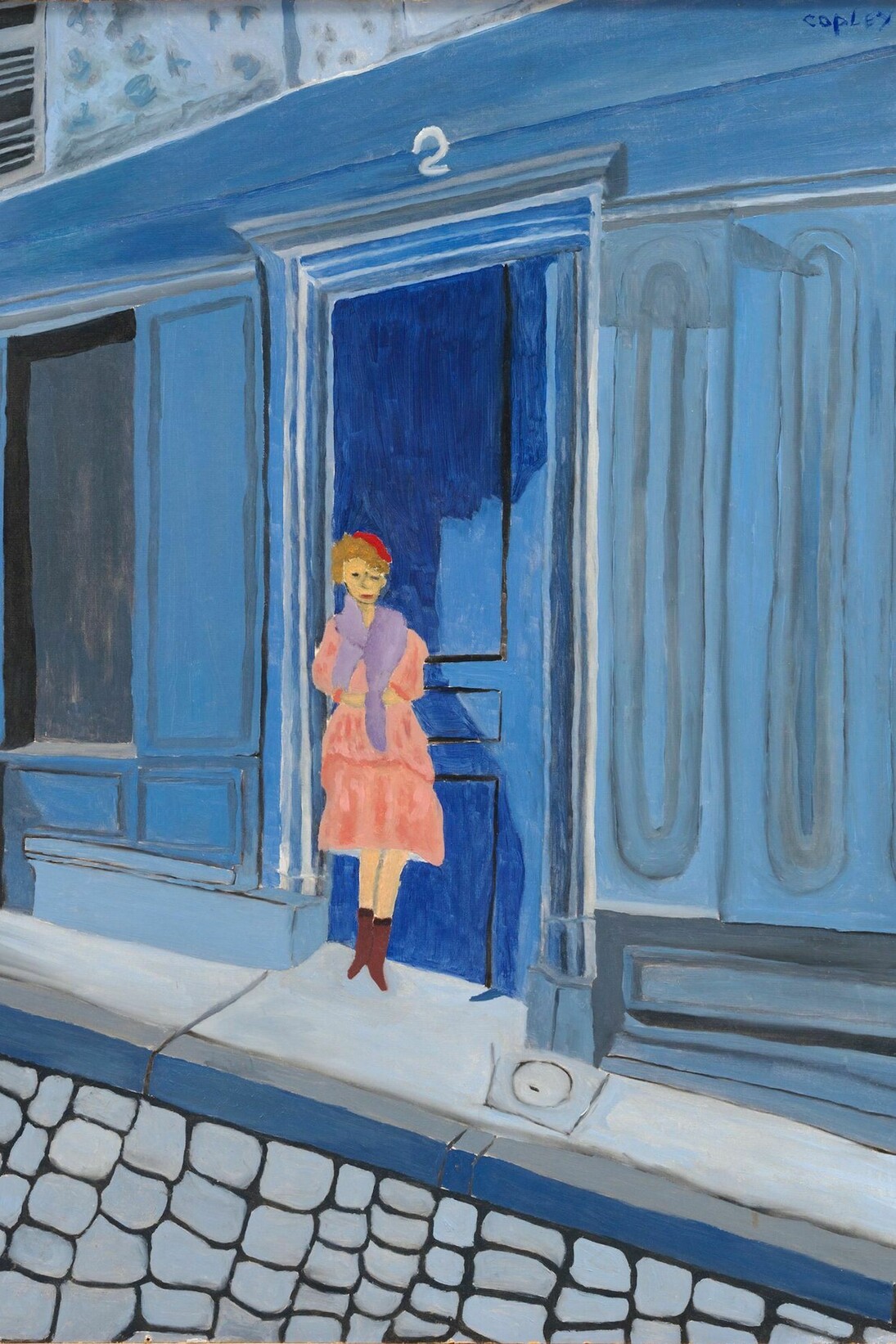 William N. Copley, Paris on Blue, 1947, oil on canvas, 27 7/8 x 21 7/8 inches, 70.8 x 55.6 cm. Courtesy of Paul Kasmin Gallery
