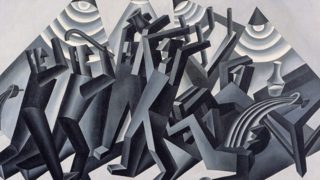 Fortunato Depero, "La rissa (Discussione del 3000)" (dettaglio), 1926, olio su tela, Mart, Fondo Depero