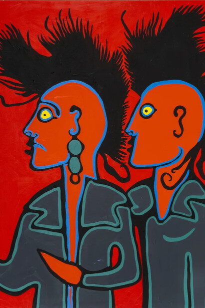 Norval Morrisseau, Punk rockers Nancy and Andy, 1989. Courtesy of Detroit Institute of Arts