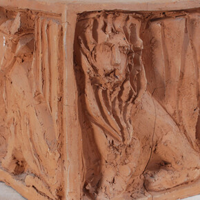 Don Marco Melzi Base “quattro Evangelisti” S. Marco, S. Luca, S Giovanni, S. Matteo Terracotta grezza Bozzetto scultoreo bassorilievo cm 15x15x15