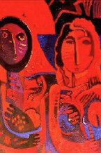 Dos mujeres sumergidas en el color rojo parecen emerger del lienzo para contarnos la esencia de su "amistad" 
