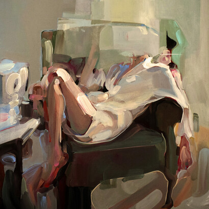 Evita Andújar. Stolen selfie 9 o Toglimi il respiro. Acrilico su tela, cm 80x90, 2018